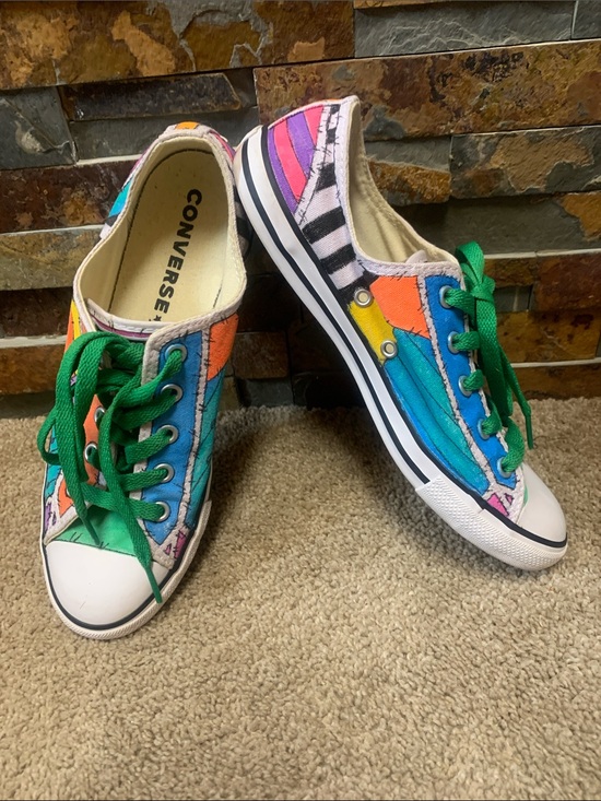 Converse Shoes - Converse Low Top Sneakers in Multicolor with Green Laces 8